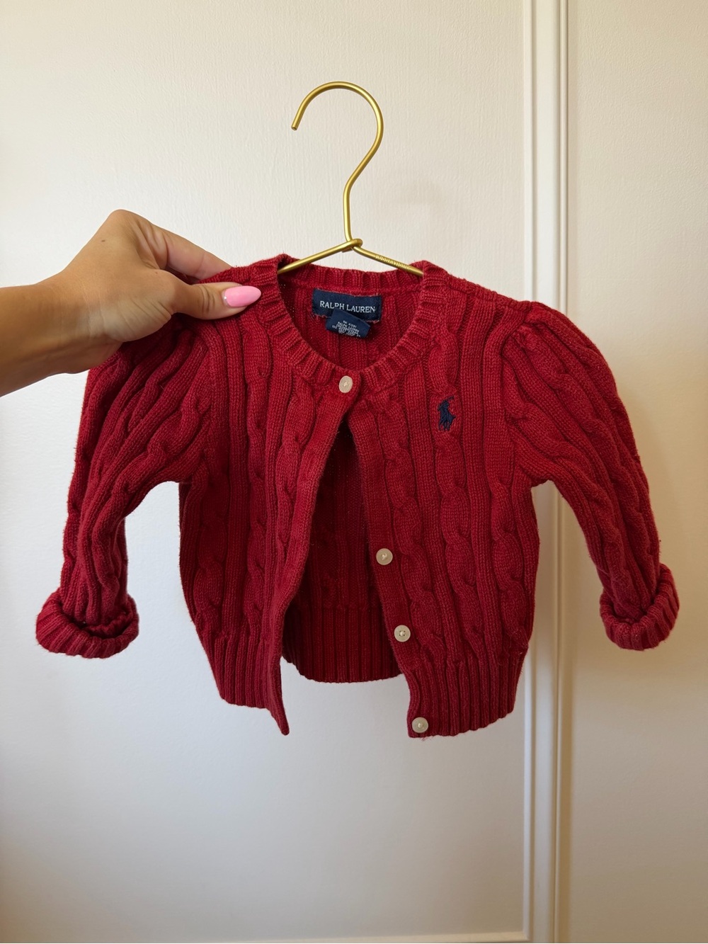 ralph lauren baby cable knit thick cardigan